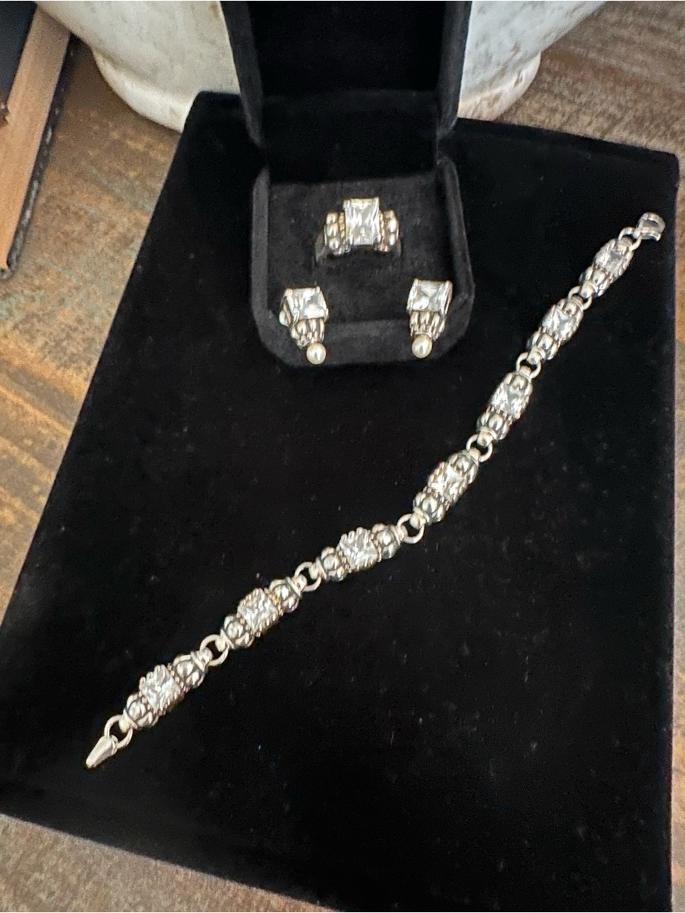 Silver Crystal Link Bracelet — Sparkling Silver Bracelet for Women